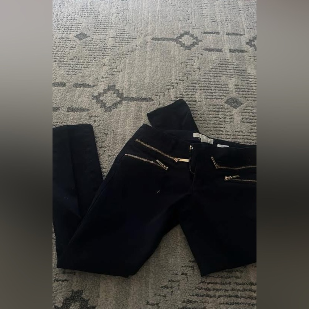 Michael Kors Black Skinny Jeans with Gold Zippers - Picture 1 of 2
